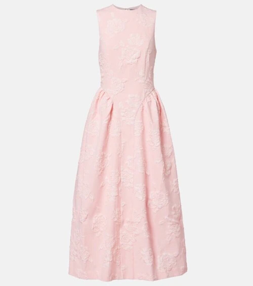 Rotate Pink Floral Jacquard Sleeveless V Waist Cocktail Party Midi Dress Size 6